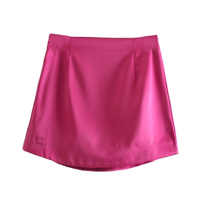 Chic Green Bright Silk Mini Skirt - east2cart.uk