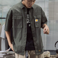 Men's Tooling Loose Lapel Pure Cotton Casual Shirt - east2cart.uk