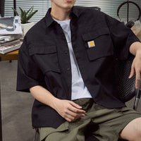 Men's Tooling Loose Lapel Pure Cotton Casual Shirt - east2cart.uk