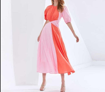 Asymmetrical Summer Dress Puff Sleeves - east2cart.uk