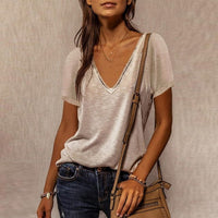 Ladies Patchwork Loose T Shirt - east2cart.uk