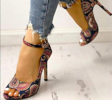 Ankle Strap Peep Toe Thin Heels