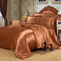 Luxury Black Satin Bedding Set King Double Size Summer Used Bedding Kit Quality Duvet Cover Sets with Zipper 4pcs - east2cart.uk