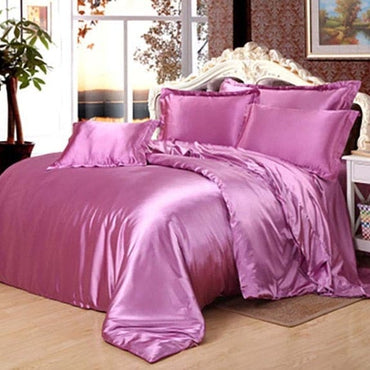 Luxury Black Satin Bedding Set King Double Size Summer Used Bedding Kit Quality Duvet Cover Sets with Zipper 4pcs - east2cart.uk