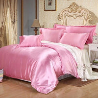 Luxury Black Satin Bedding Set King Double Size Summer Used Bedding Kit Quality Duvet Cover Sets with Zipper 4pcs - east2cart.uk