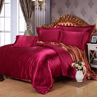 Luxury Black Satin Bedding Set King Double Size Summer Used Bedding Kit Quality Duvet Cover Sets with Zipper 4pcs - east2cart.uk