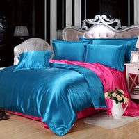 Luxury Black Satin Bedding Set King Double Size Summer Used Bedding Kit Quality Duvet Cover Sets with Zipper 4pcs - east2cart.uk