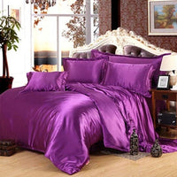 Luxury Black Satin Bedding Set King Double Size Summer Used Bedding Kit Quality Duvet Cover Sets with Zipper 4pcs - east2cart.uk