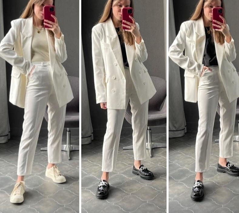 Toppies 2021 spring blazer + pant two peice set women double breasted suit jacket high waist pants - east2cart.uk