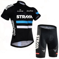 STRAVA Men Cycling Jersey Set Bib Shorts Set 2021 Summer Mountain Bike Bicycle Suit Anti-UV Bicycle Team Racing Uniform Clothes - east2cart.uk