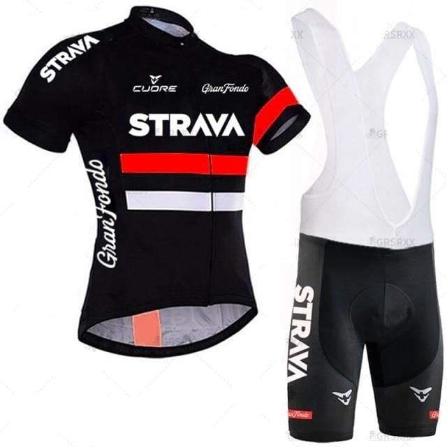 STRAVA Men Cycling Jersey Set Bib Shorts Set 2021 Summer Mountain Bike Bicycle Suit Anti-UV Bicycle Team Racing Uniform Clothes - east2cart.uk