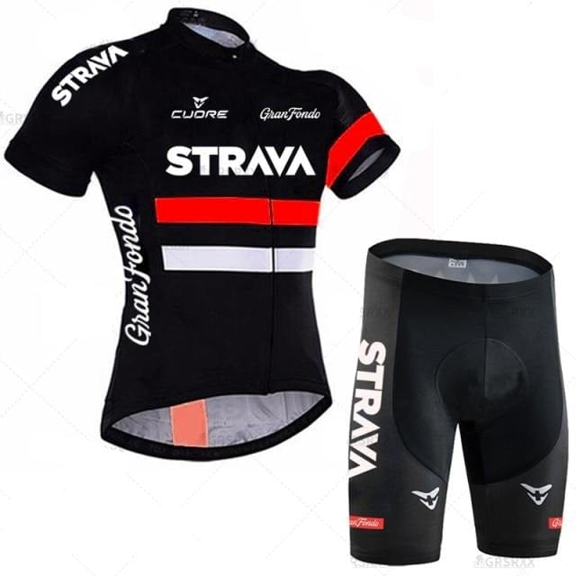 STRAVA Men Cycling Jersey Set Bib Shorts Set 2021 Summer Mountain Bike Bicycle Suit Anti-UV Bicycle Team Racing Uniform Clothes - east2cart.uk