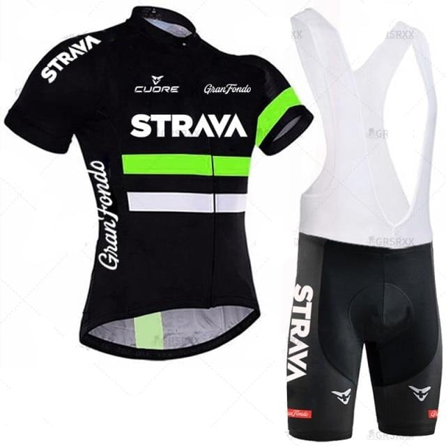 STRAVA Men Cycling Jersey Set Bib Shorts Set 2021 Summer Mountain Bike Bicycle Suit Anti-UV Bicycle Team Racing Uniform Clothes - east2cart.uk