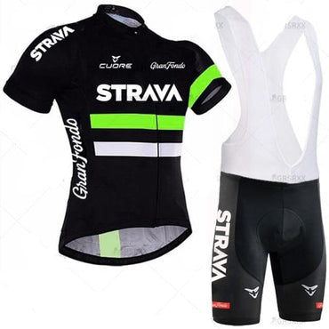 STRAVA Men Cycling Jersey Set Bib Shorts Set 2021 Summer Mountain Bike Bicycle Suit Anti-UV Bicycle Team Racing Uniform Clothes - east2cart.uk