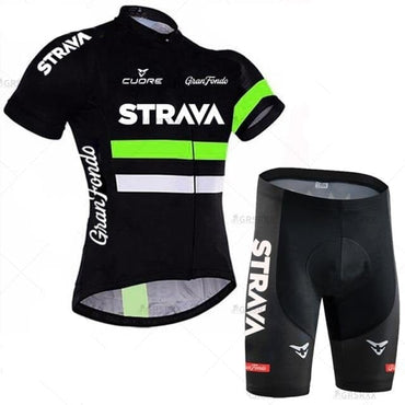 STRAVA Men Cycling Jersey Set Bib Shorts Set 2021 Summer Mountain Bike Bicycle Suit Anti-UV Bicycle Team Racing Uniform Clothes - east2cart.uk