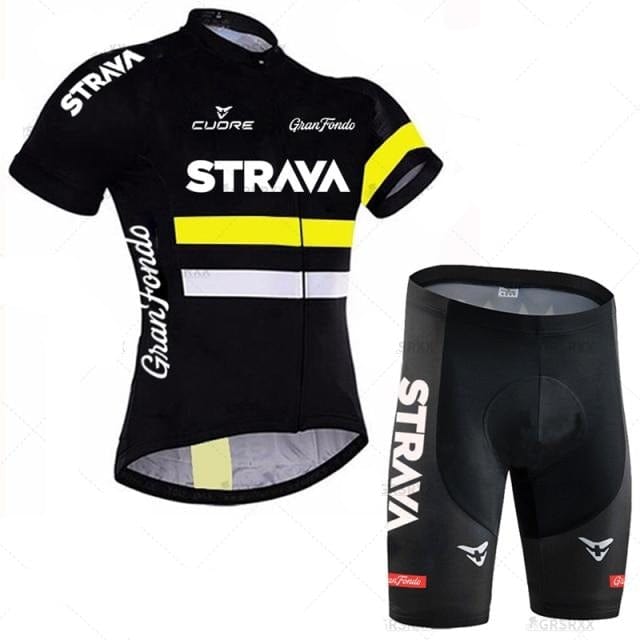 STRAVA Men Cycling Jersey Set Bib Shorts Set 2021 Summer Mountain Bike Bicycle Suit Anti-UV Bicycle Team Racing Uniform Clothes - east2cart.uk