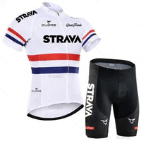 STRAVA Men Cycling Jersey Set Bib Shorts Set 2021 Summer Mountain Bike Bicycle Suit Anti-UV Bicycle Team Racing Uniform Clothes - east2cart.uk