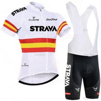 STRAVA Men Cycling Jersey Set Bib Shorts Set 2021 Summer Mountain Bike Bicycle Suit Anti-UV Bicycle Team Racing Uniform Clothes - east2cart.uk
