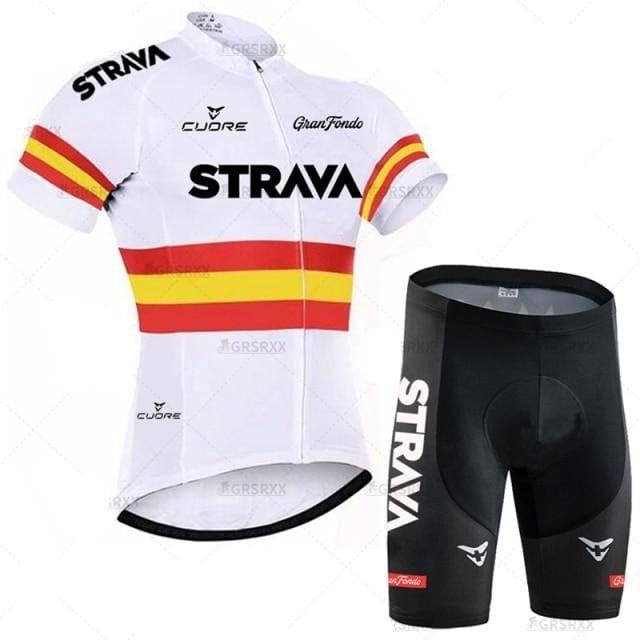 STRAVA Men Cycling Jersey Set Bib Shorts Set 2021 Summer Mountain Bike Bicycle Suit Anti-UV Bicycle Team Racing Uniform Clothes - east2cart.uk