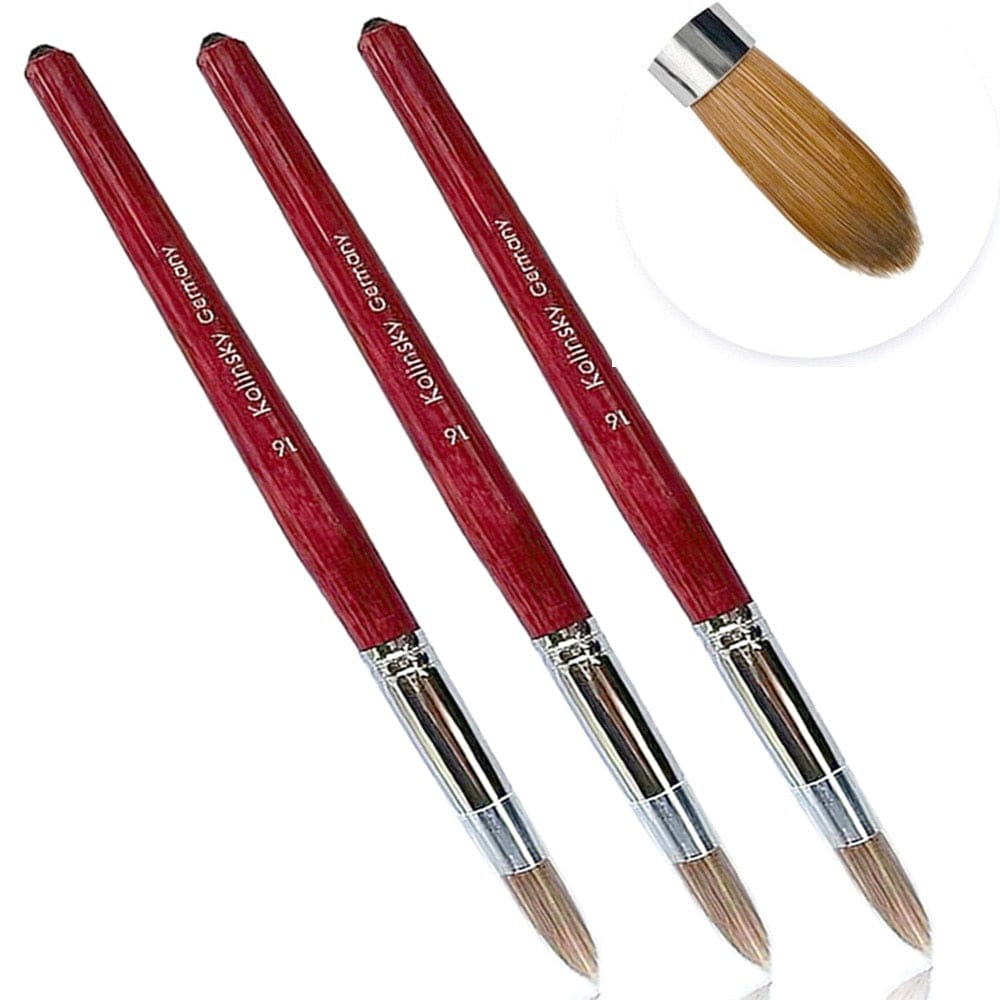 UsiDaer Kolinsky Nail Brush Acrylic with Red Round Wooden Handle and 100% Kolinsky Sable Hair for Crystal UV Gel Painting - east2cart.uk