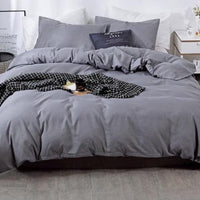 Solid Color Sanding Polyester Bedding Set 2/3PCS Duvet Cover Set,Comfortable Bed Linens (No Fitted Sheet) Home Textile - east2cart.uk