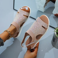 Ladies Sexy Crystal Flats Buckle Strap Shoe - east2cart.uk