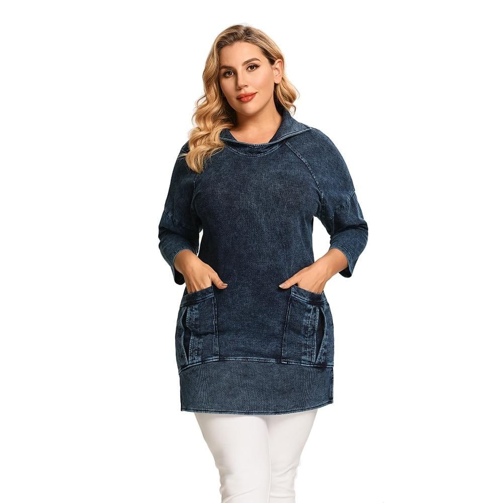 Plus Size Stretch Knitted Denim