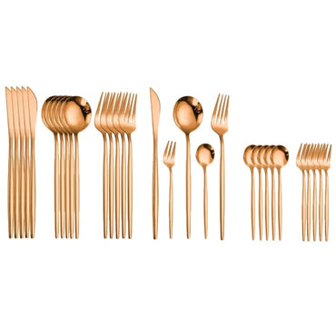 30Pcs Stainless Steel Rose Gold Cutlery Set