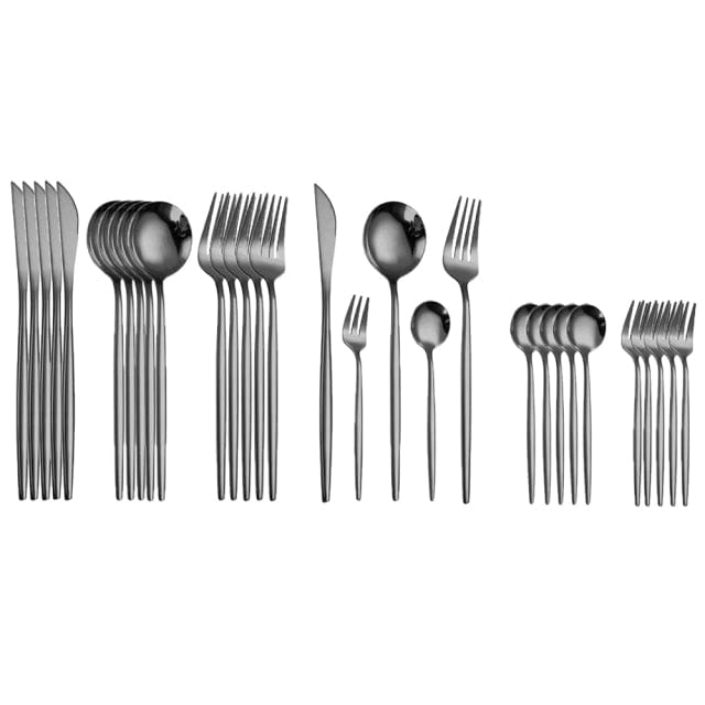 30Pcs Stainless Steel Rose Gold Cutlery Set