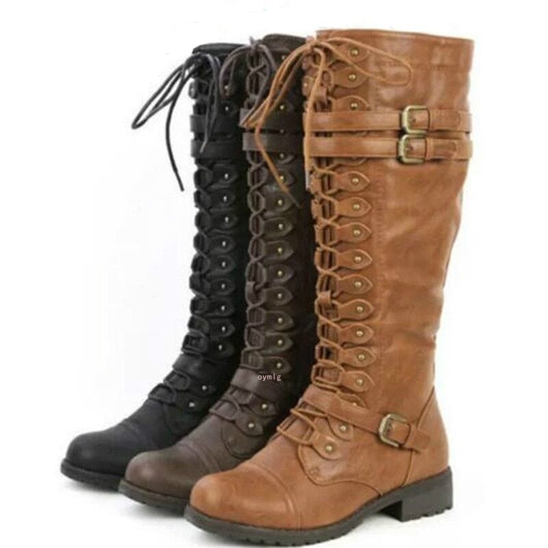 Lace Up Knee High Fashion Boots