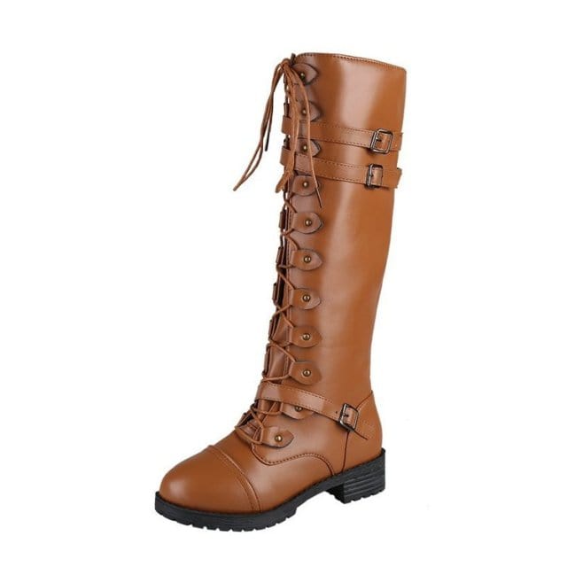 Lace Up Knee High Fashion Boots