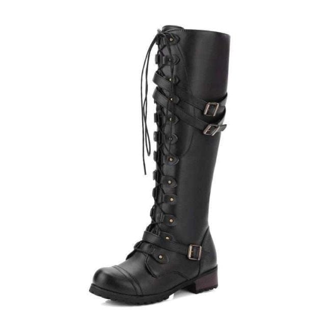 Lace Up Knee High Fashion Boots