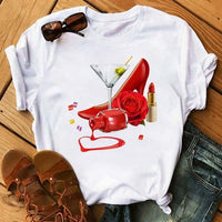 Ladies Print Short Sleeve Tee Shirt - east2cart.uk