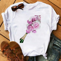 Ladies Print Short Sleeve Tee Shirt - east2cart.uk