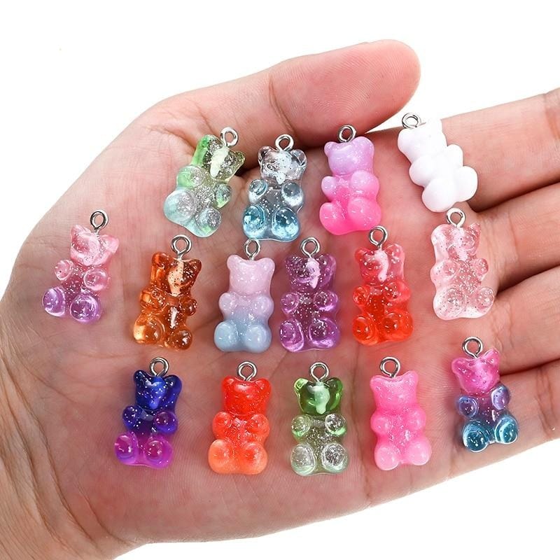 10/50Pcs Colourful Gummy Bear Pendant Charms - east2cart.uk