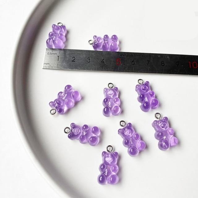 10/50Pcs Colourful Gummy Bear Pendant Charms - east2cart.uk