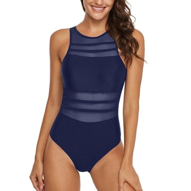 Black Mesh One Piece Swimsuit - east2cart.uk