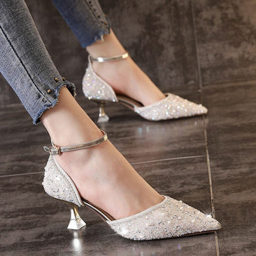 Ankle Strap Crystal Wedding Shoes