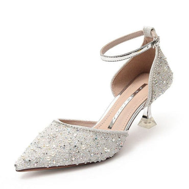 Ankle Strap Crystal Wedding Shoes