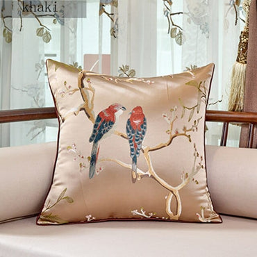 Embroidered Bird Sofa Cushion Cover - east2cart.uk