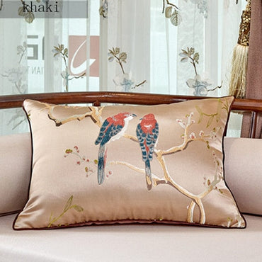 Embroidered Bird Sofa Cushion Cover - east2cart.uk