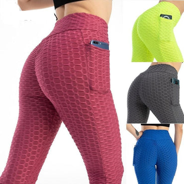 Seamless Bubble High Waist Sport Leggings with Pocket - east2cart.uk