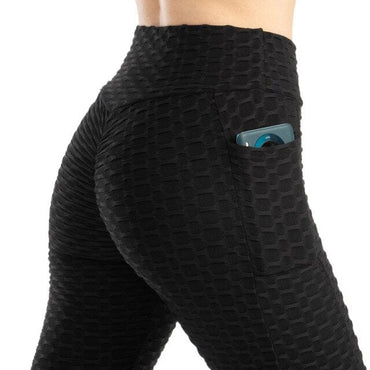 Seamless Bubble High Waist Sport Leggings with Pocket - east2cart.uk