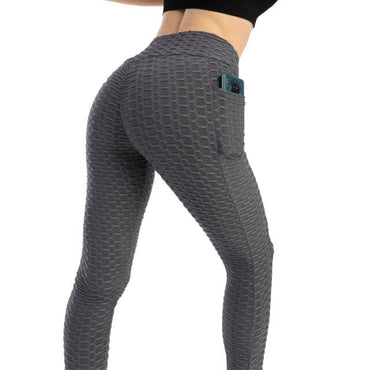 Seamless Bubble High Waist Sport Leggings with Pocket - east2cart.uk