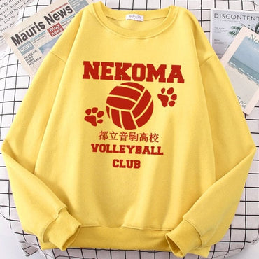 Volleyball Anime Print Fleece Sweatshirts