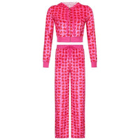 Sweetown Pink Velvet Cute Y2K Hoodies Women Heart Print Kawaii Jackets Zip Up Long Sleeve Cropped Sweatshirts Autumn Tops 2021 - east2cart.uk