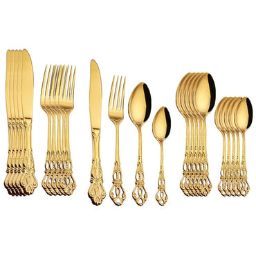 24pcs Gold Dinnerware Gift Set - east2cart.uk