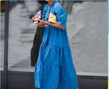 Women's Vintage Half Lantern Sleeve Long Dress - east2cart.uk