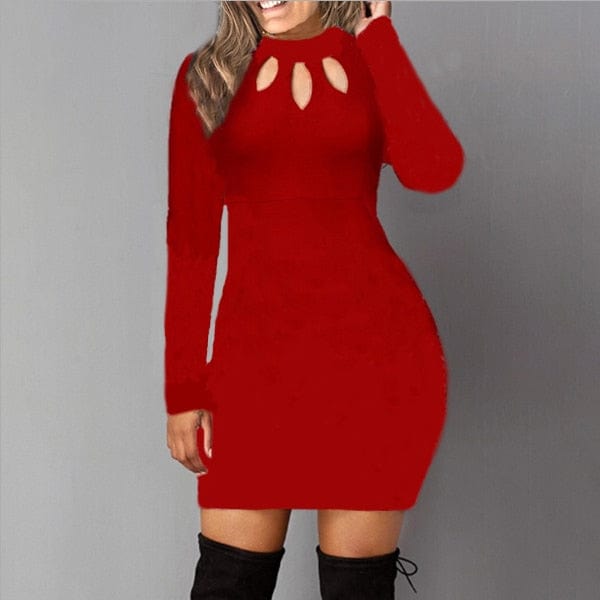 Long Sleeve Christmas Print Mini Dress