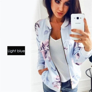 Retro Floral Printed Ladies Bomber Outerwear - east2cart.uk